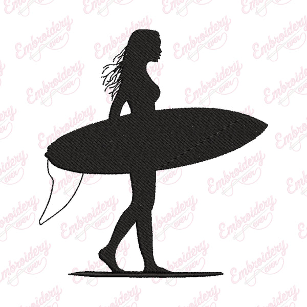 Surfer Girl Embroidery Design