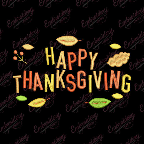 Happy Thanksgiving Embroidery File