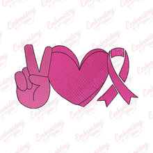 Peace Love Care Breast Cancer Embroidery Design