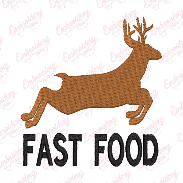 Fast Food Deer Embroidery Design