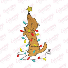 Lighting Dog Christmas Tree Embroidery Design