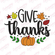 Give Thanks Thanksgiving Embroidery Design