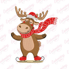 Christmas Moose Skating Embroidery Design