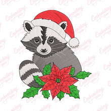Christmas Raccoon In Santa Hat Embroidery Design