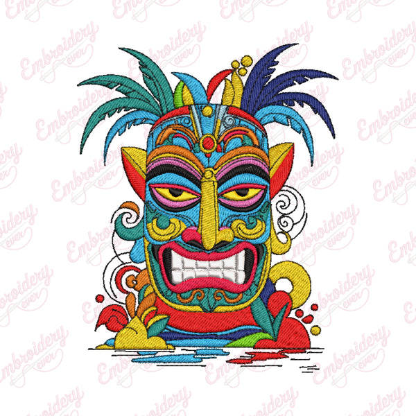 Tiki Mask Embroidery Design
