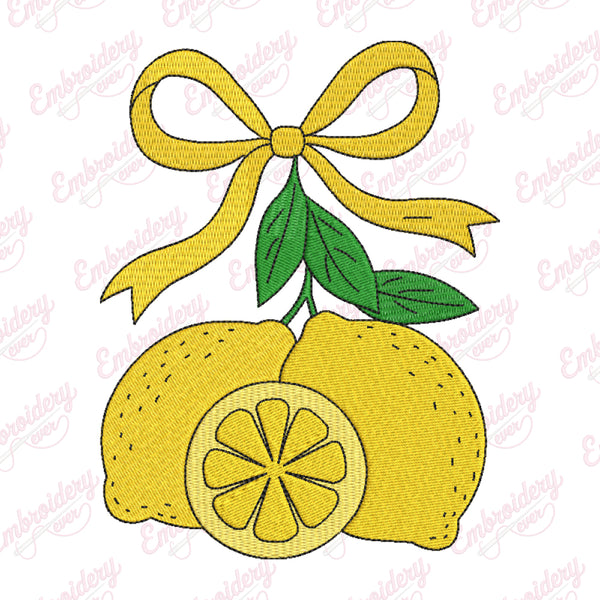 Lemon Bow Embroidery Design