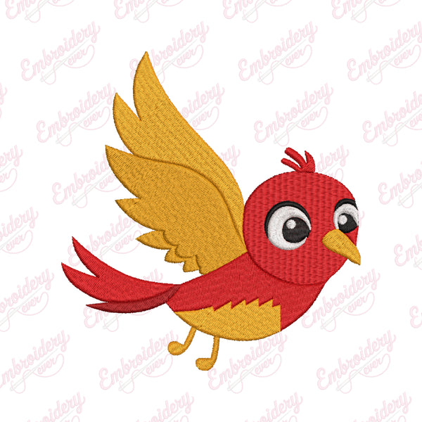Flying Exotic Bird Machine Embroidery Design