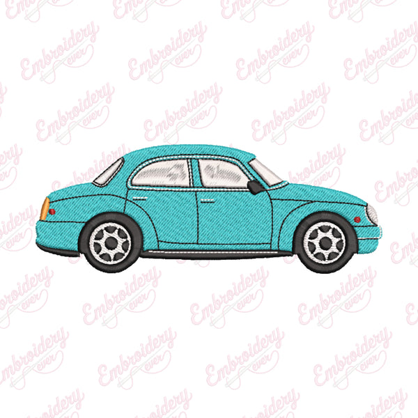 Classic Blue Car Embroidery Design
