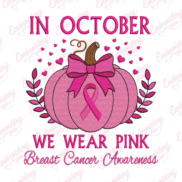 Pink Pumpkin For Breast Cancer Awareness Month Embroidery Design