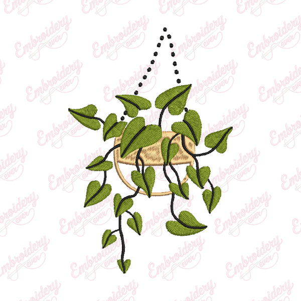Hanging Plant Embroidery Design
