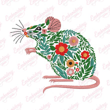 Tropical Leaves And Flowers Rat Embroidery Design