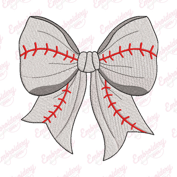 Baseball Simple Bow Embroidery Design