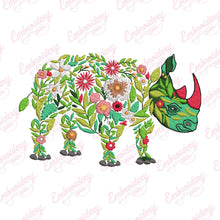 Beautiful Floral Rhino Embroidery Design