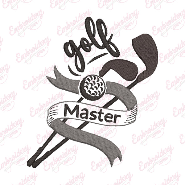 Golf Master Embroidery Design