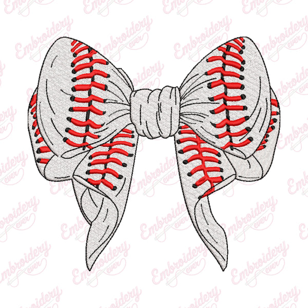 Baseball Bow Tie Embroidery Design