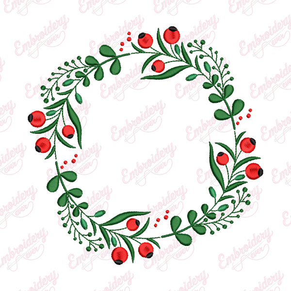Christmas Elegant Wreath Embroidery Design