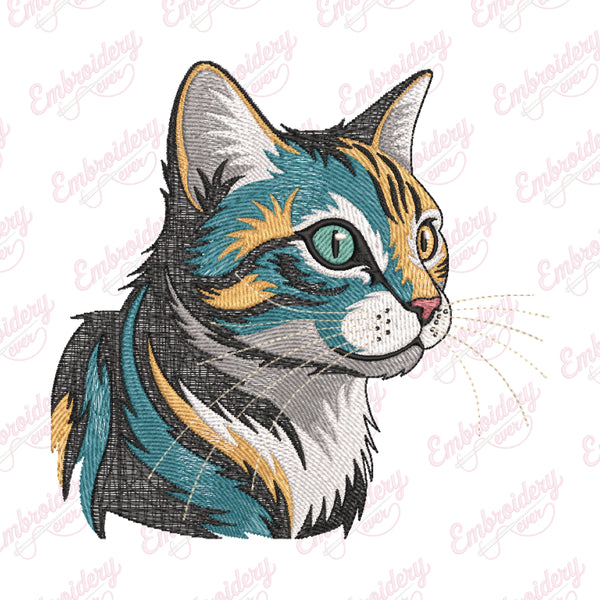 Cute Colorful Cat Machine Embroidery Design