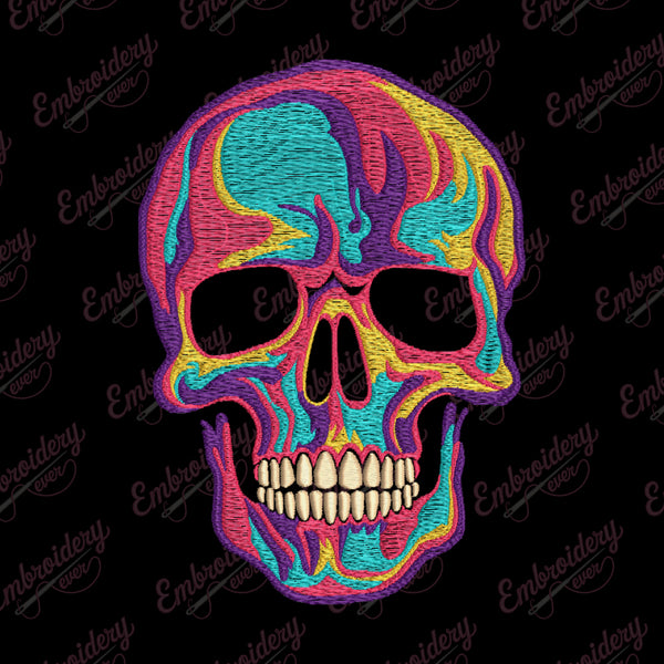 Colorful Skull Embroidery Design