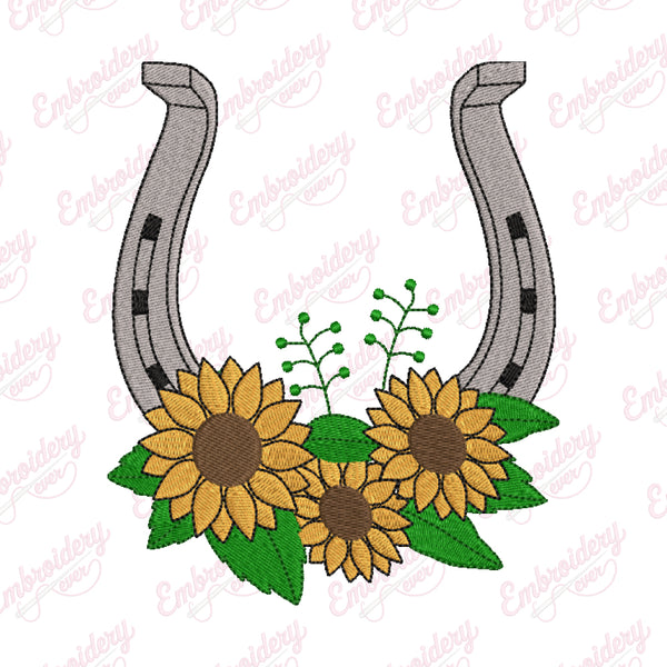 Floral Horse Shoe Embroidery Design