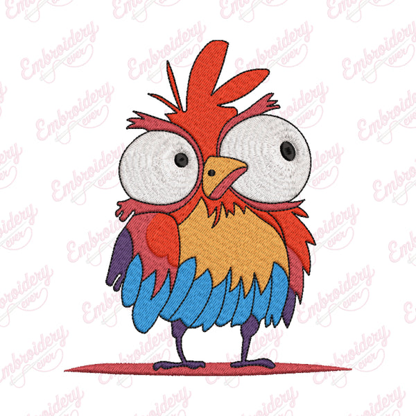 Colorful Cartoon Style Chicken Embroidery Design