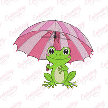 Frog With Umbrella Machine Embroidery Design