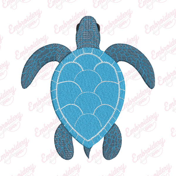 Blue Sea Turtle Embroidery Design