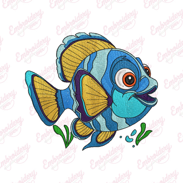 Cute Cartoon Sea Fish Embroidery Design