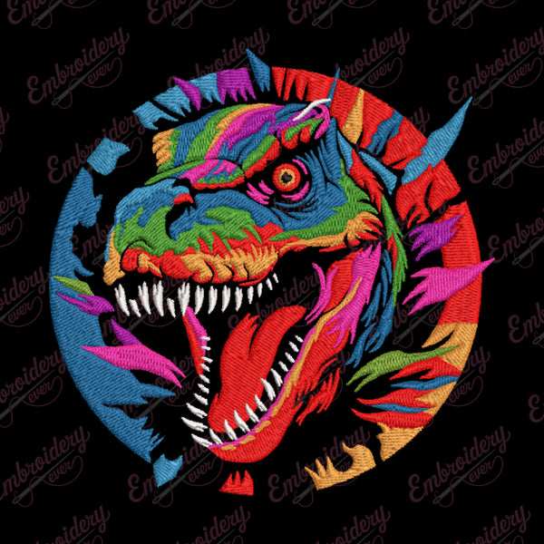 Colorful Dragon Head Embroidery Design