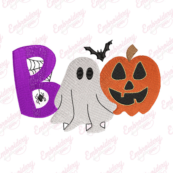 Boo Bat Halloween Embroidery Design