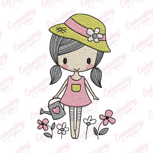 Gardener Girl Embroidery Design