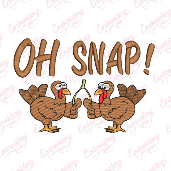 Oh Snap Thanksgiving Turkey Embroidery Design