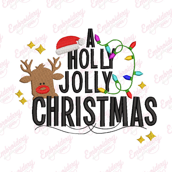 A Holly Jolly Christmas Title Embroidery Design