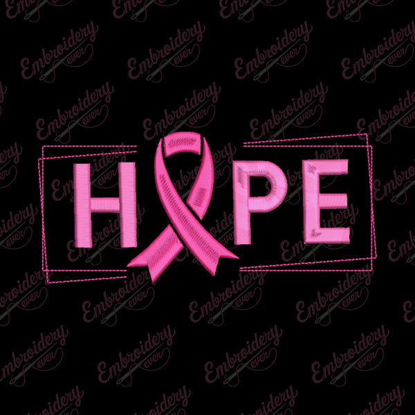 Hope Breast Cancer Awareness Embroidery Design