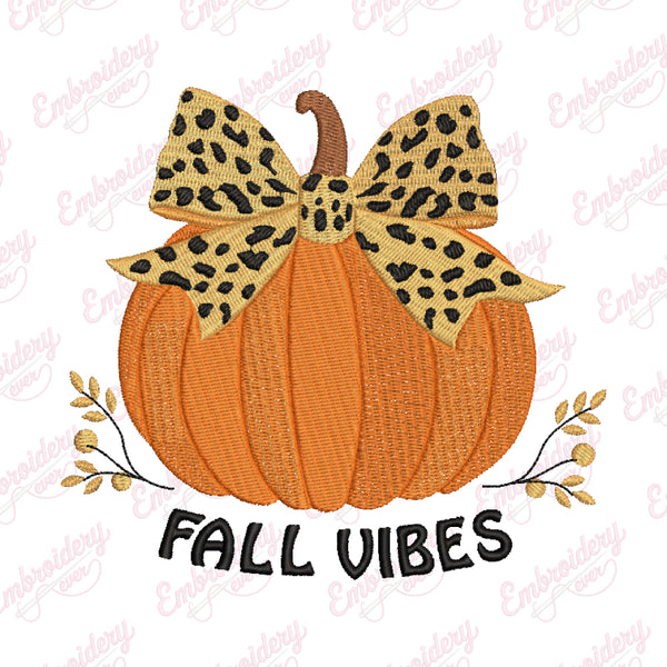 Pumpkin Fall Vibes Autumn Thanksgiving Embroidery Design