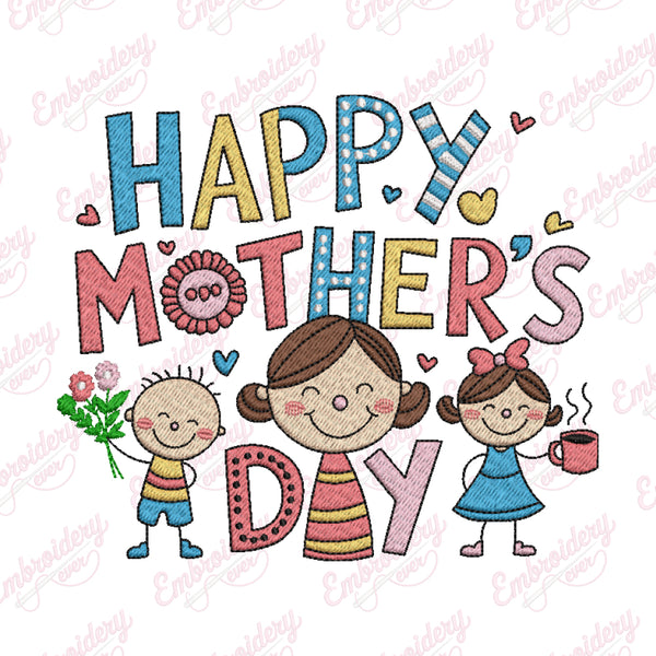 Happy Mother's Day Embroidery Design