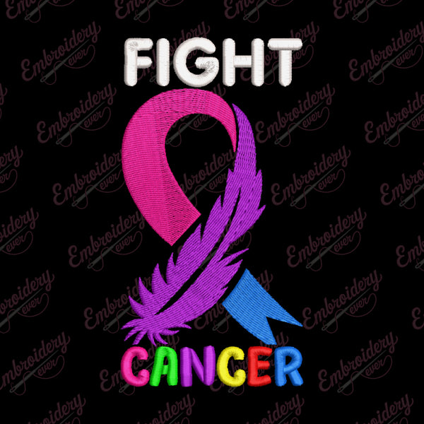 Fight Cancer Ribbon For Cancer Awareness Embroidery Design