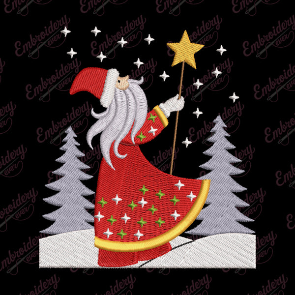Christmas Santa and Star Jumbo Embroidery Design