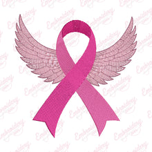 Pink Ribbon Angel Wings Breast Cancer Embroidery Design