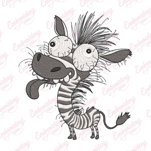 Crazy Zebra Embroidery Design