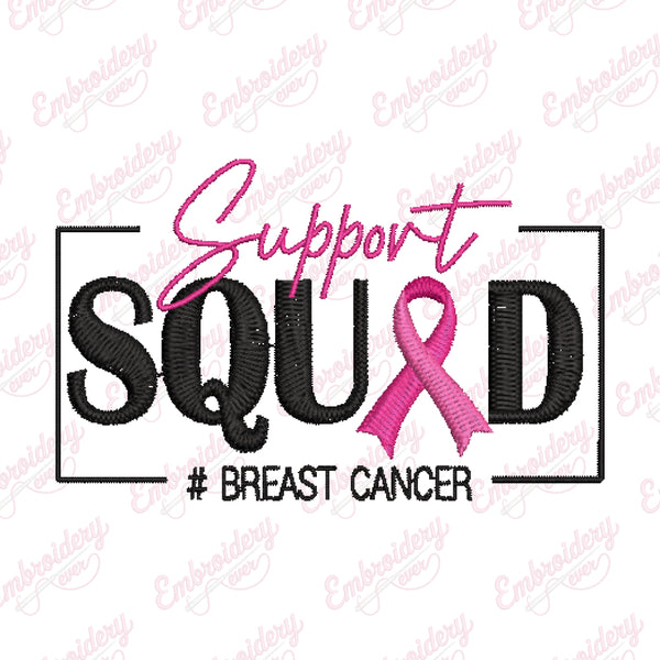 Support Squad Breast Cancer Awareness Embroidery Design