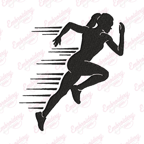 Woman Running Hoop Embroidery Design
