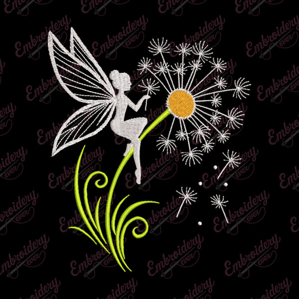 Magic Fairy On A Dandelion Embroidery Design
