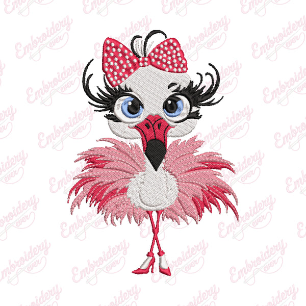 Cute Flamingo Embroidery Design