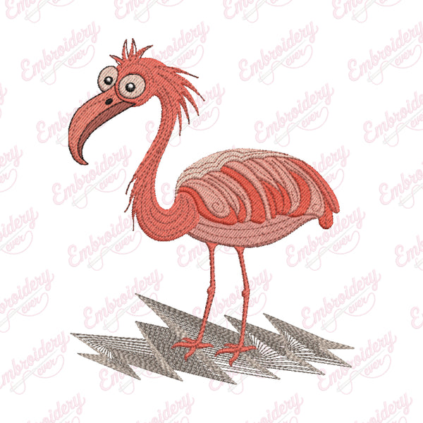 Pink Flamingo Embroidery Design