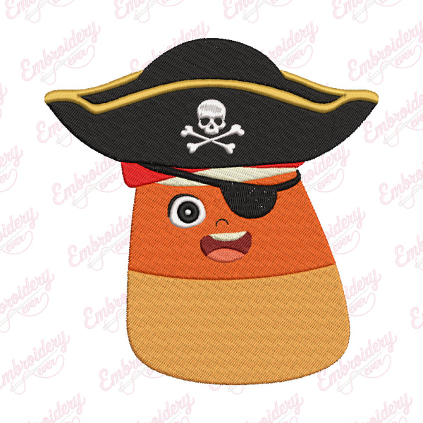 Pirate Candy Corn Halloween Embroidery Design