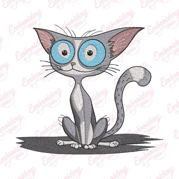 Quirky Cat Embroidery Design