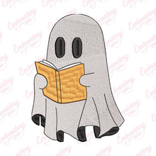 Halloween Ghost Reading A Book Embroidery Design
