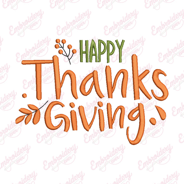Happy Thanksgiving Embroidery Pattern