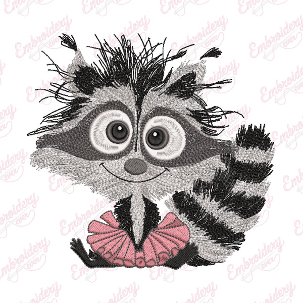 Funny Raccoon Embroidery Design