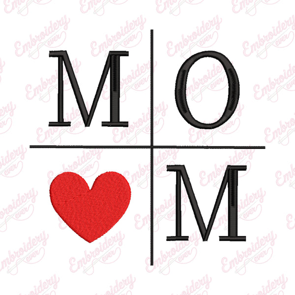 Mom Heart Embroidery Design